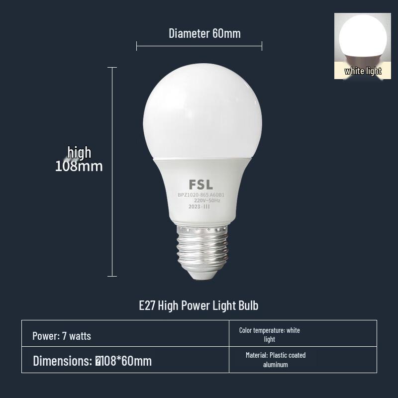 FSL E27 LED White Light Bulb