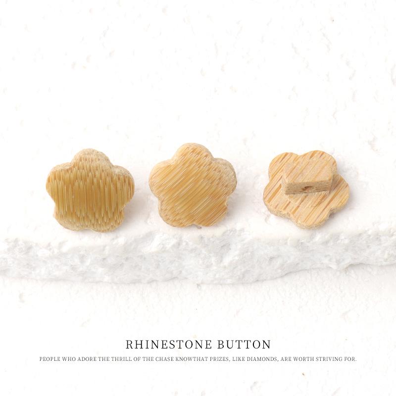 5pcs Primary Color Bread Natural Bamboo Buttons Cotton And Linen Literary Shirt Buttons Retro Sweater Cardigan Cheongsam Hanfu Buttons