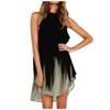 Women's Fashion Casual Large Size Loose Gradient Printed Beach Skirt Sun Skirt Hanging Neck Sleeveless Dress