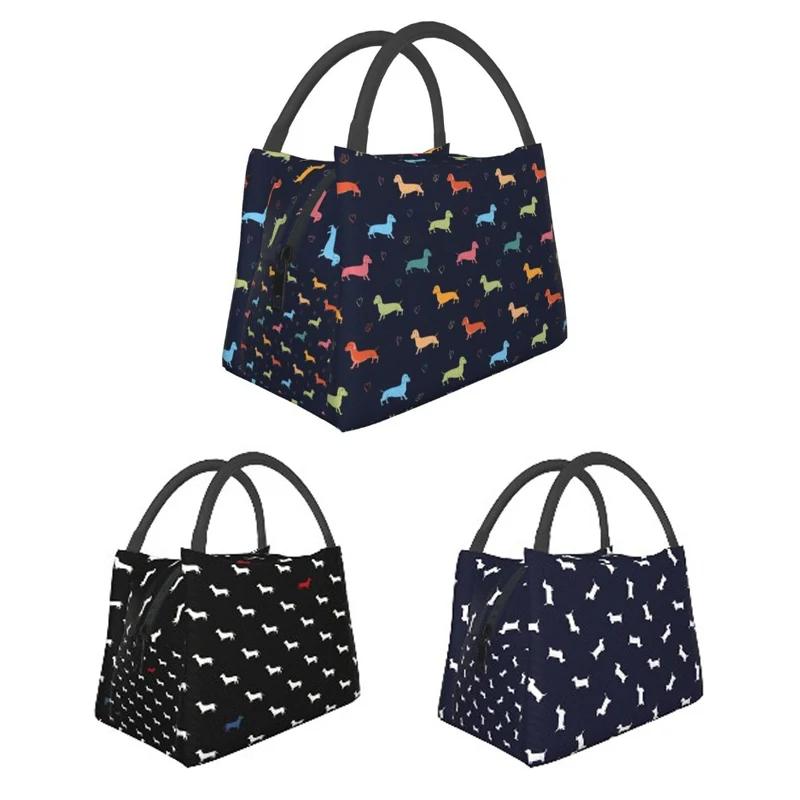 Симпатичный узор таксы, изолированный ланч-бокс для женщин, барсучья колбаса, охладитель для собак Wiener, термобокс для еды, офис