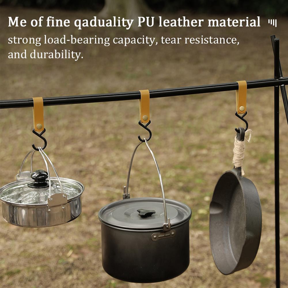 Портативный уличный крючок, S-образный крючок для кемпинга, пикника, подвесной крючок из искусственной кожи, брелок для ключей, стеллаж для хранения, полка