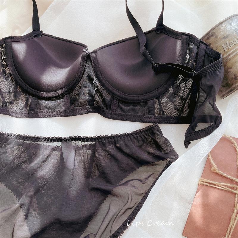 Новый женский комплект нижнего белья, сексуальный кружевной комплект с бюстгальтером и вышивкой, модный бюстгальтер с чашками 3/4, регулируемый бюстгальтер с эффектом пуш-ап, женское нижнее белье, бюстгальтеры, трусики