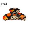Усиленная Эластичная Заколка-Зажим Акула для Затылка, Летний Принт Фрукты Зажим-Клешня, Большой Размер для Полу-Прически, Душа, для Густых Пучков и Полу-Хвостов, Износостойкая