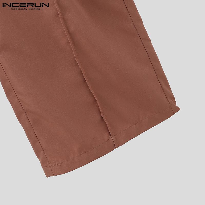INCERUN Мужские брюки с эластичной талией и оборками, повседневные нестандартные длинные брюки