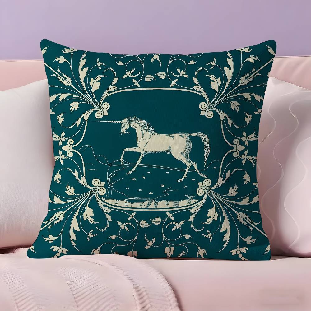 Vintage Medieval Unicorn ART Pillow Case Ultra Soft Skin Friendly Fabric Cloud Like Comfort Concealed Zipper