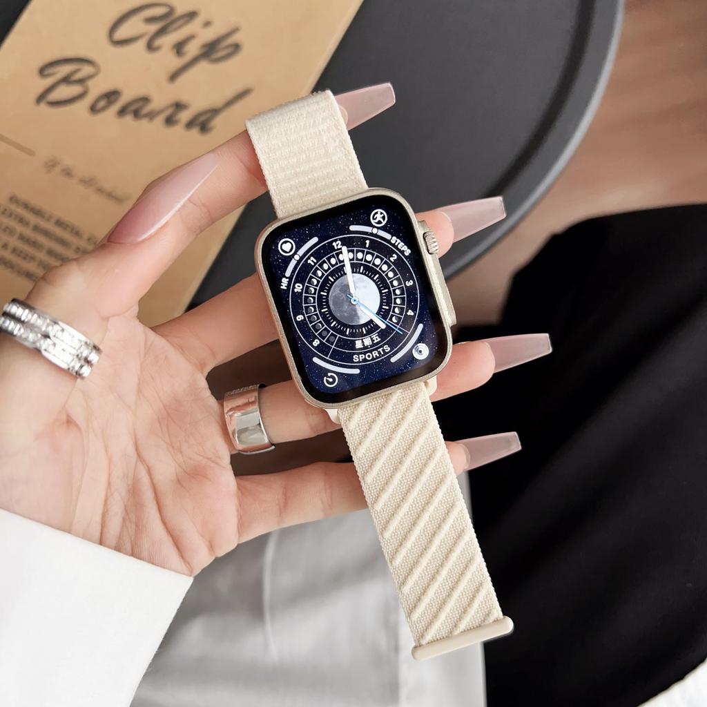 Watch Band for Apple Watch Series 10 9 8 7 SE 6 5 4 3 2 1 42mm 41mm 40mm 38mm Diagonal Stripes Adjustable Nylon Strap