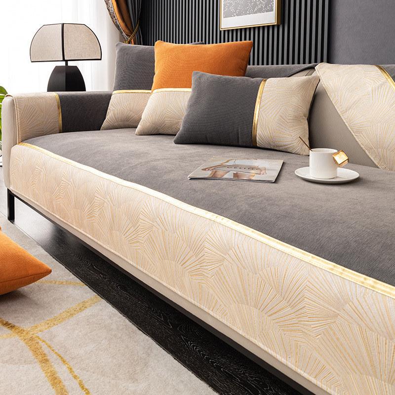 Скандинавский чехол из синели, чехол для дивана, золотой ремешок, чехол для кресла, защита для мебели, лоскутная подушка для дивана, нескользящая