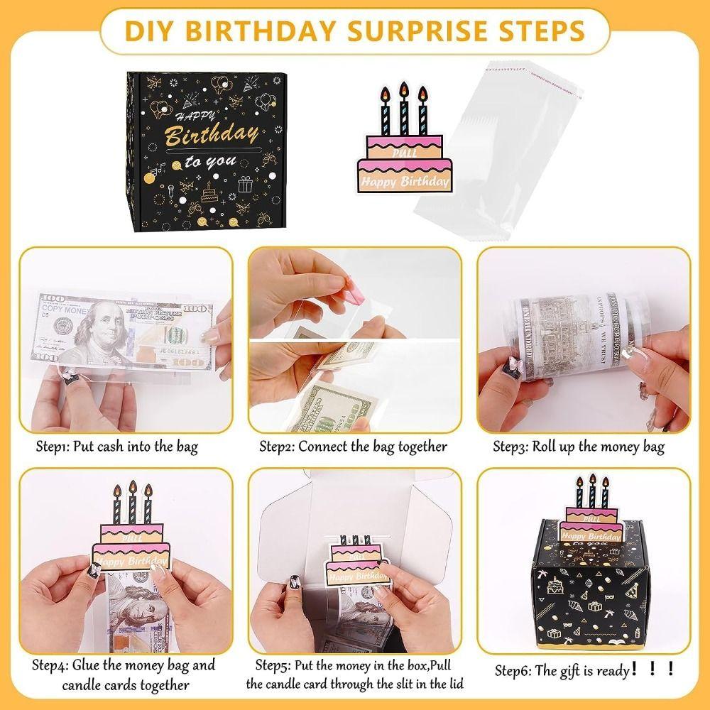 Cake Decoration Birthday Money Pulling Box Cash Money Clip Cash Gift Box Birthday