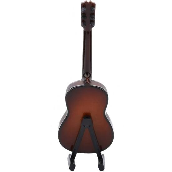 Wooden Mini Guitar Model with Stand Tiny Classical Guitar Figurine Miniature Musical Instrument Ornament Home Office Desktop Decoration