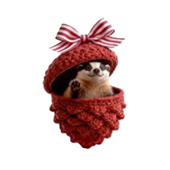 Лесные животные Желуди Украшения Акриловые Уютный лес Рождественские украшения 2D Акриловый Вязаный Сосновая шишка Животное Подвесное украшение для дома Вечеринки