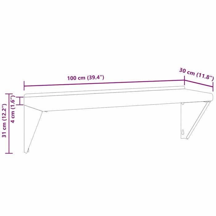 VidaXL Wall Shelf 100x30x31 Cm Silver Stainless Steel, Floating Shelf, Wall Display Shelf, Panel 30273