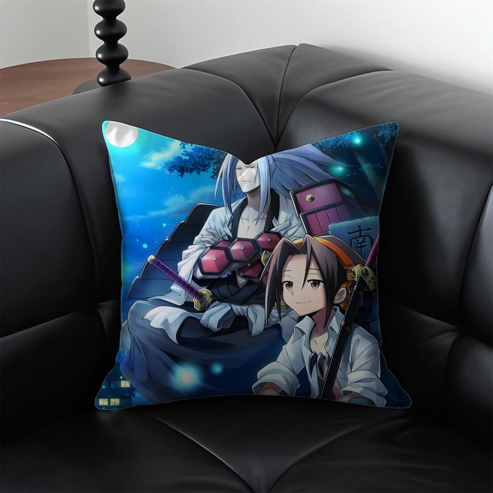 Anime Passionate SShaman KKing Cushion Cover Pillow Case Antidustmite Invisible zipper silky short plush Sofa cushion