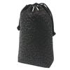 [Inden-ya] Inden Drawstring Bag with Gusset, Deerskin Leather, Black with Black Lacquer, Dragonfly Pattern, 3005-01-008