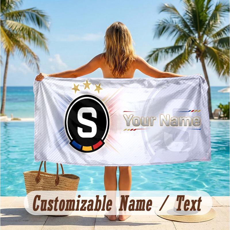 Custom Text Beach Towel, Soft Absorbent Swimming Multi-use TowelSparta Prague