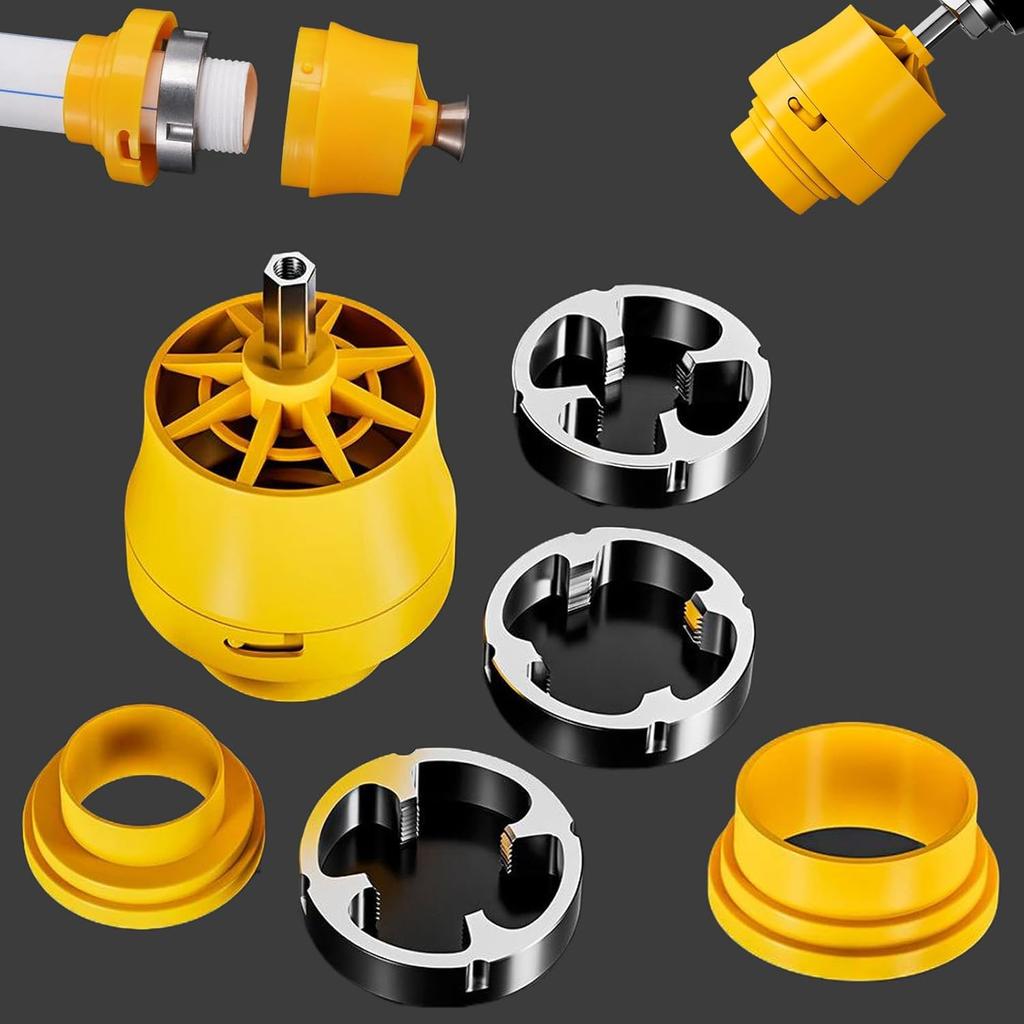 Набор резьбонарезных плашек для ПВХ труб 1/2", 3/4", 1" с внутренней и наружной резьбой, совместимый с электродрелью. Набор резьбонарезных плашек для труб различных размеров.