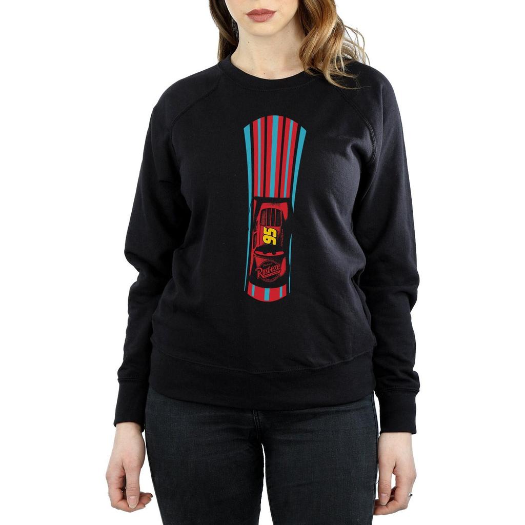 Disney Womens/Ladies Cars Lightning McQueen Stripes Sweatshirt