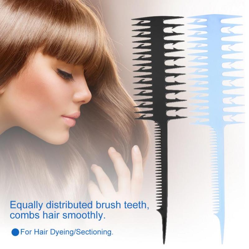 2 Colors Plastic Double-sided Wide Fine Tooth Highlighting Comb Piece Strip Dyed Hair Comb