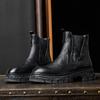 Короткие ботинки Chelsea с застежкой-молнией сзади, мужские кожаные туфли British One-Pedal с низким верхом, кожаные ботинки на платформе из коровьей кожи