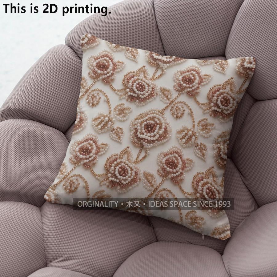 Vintage Pearl Floral Print Pillow Covers Pattern Cushion Cover Suitable for Sofa Bedroom Car Pillow Cover