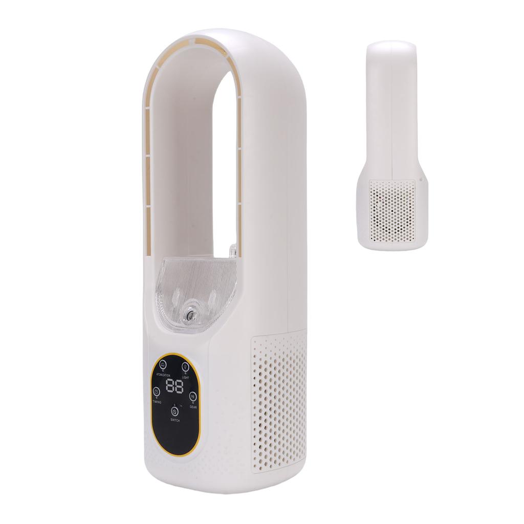 Desk Misting Bladeless Fan 6 Speeds Quiet Table Bladeless Cooling Fan with 5 Color LED Light Timer for Home Bedroom