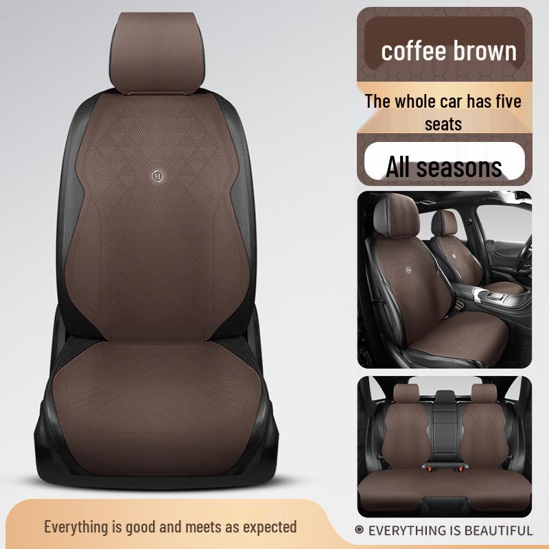 Универсальный замшевый комплект подушек для автомобильного сиденья - Всесезонный, Трехкомпонентный, Готовый к лету, Тонкая подушка с поясничной поддержкой.