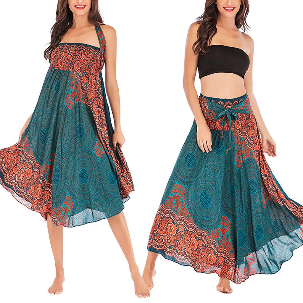 Женское летнее платье для отдыха и отдыха с принтом в виде морского берега и V-образным вырезом и разрезом