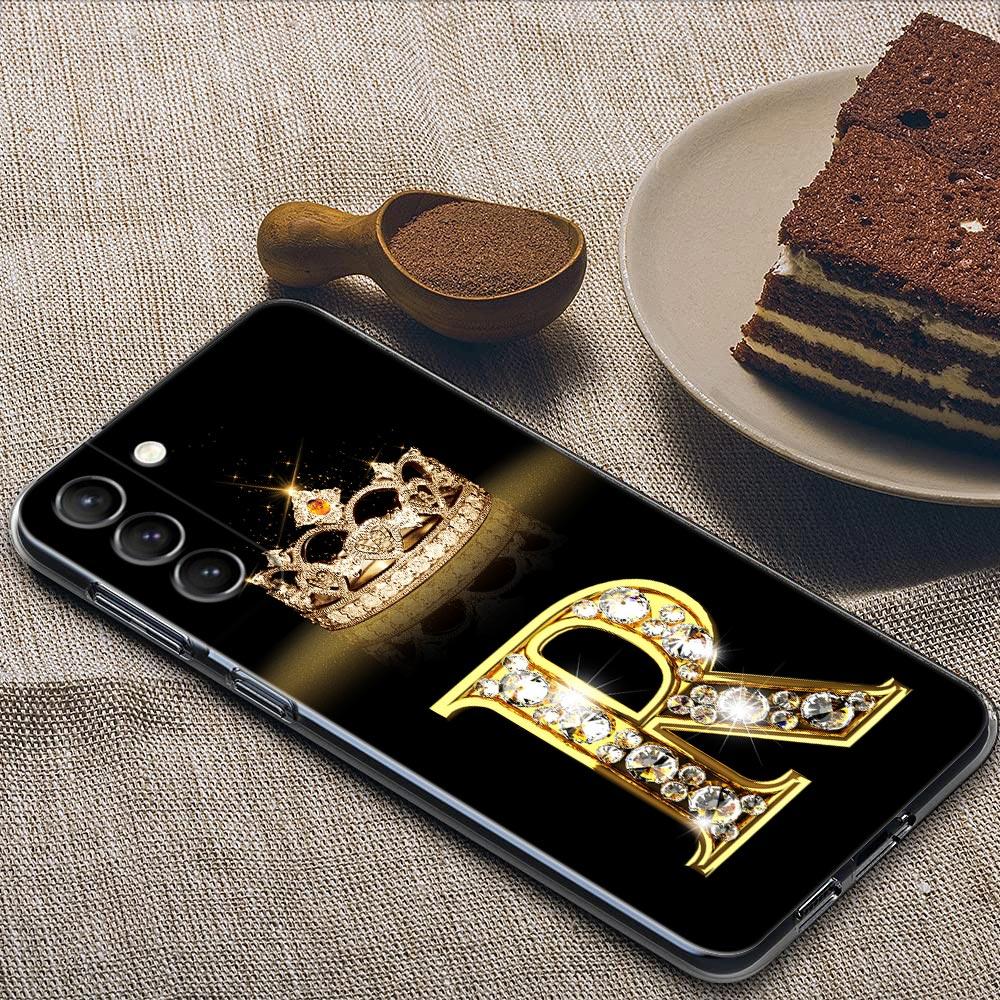 Алмазная Корона Первые Буквы Буква N Прозрачный Чехол Samsung S24 Ultra Для Galaxy S21 S20 FE S22 Ultra S23 S24 Plus Чехлы Мягкий Чехол