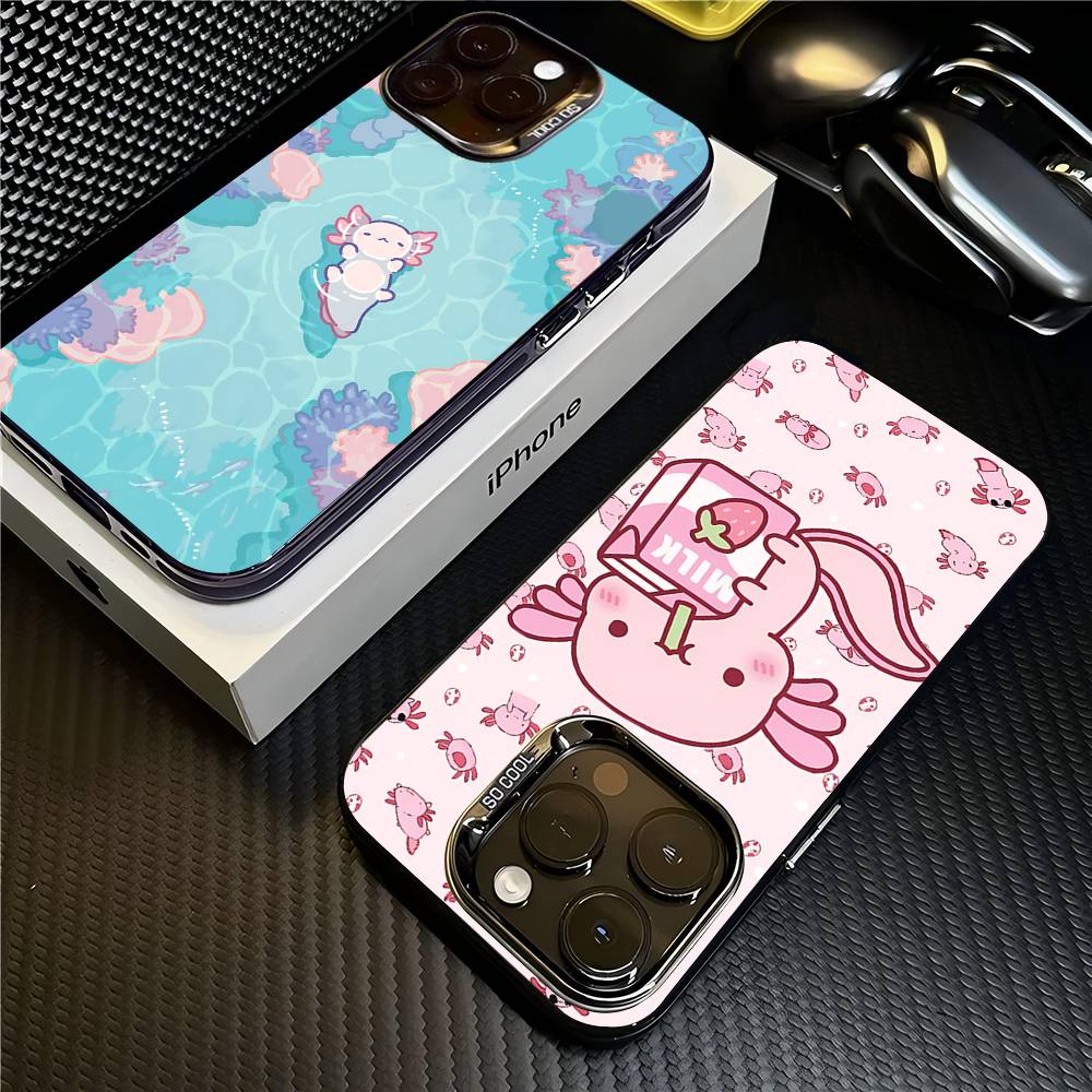 Мультяшный аксолотль Милый чехол для телефона для iPhone 17 16 15 14 13 Pro 12 11 Pro Max PLUS Цветная задняя крышка