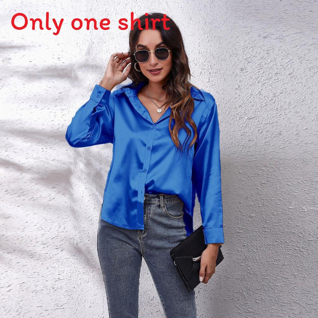 Satin Shirt For Women With Long Sleeves And Button Front For Office Wear