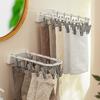 Clothes Drying Rack Multiple Clips Foldable Wall-Mounted Strong Load Bearing Windproof Hanger Drying Clip Household Supplies