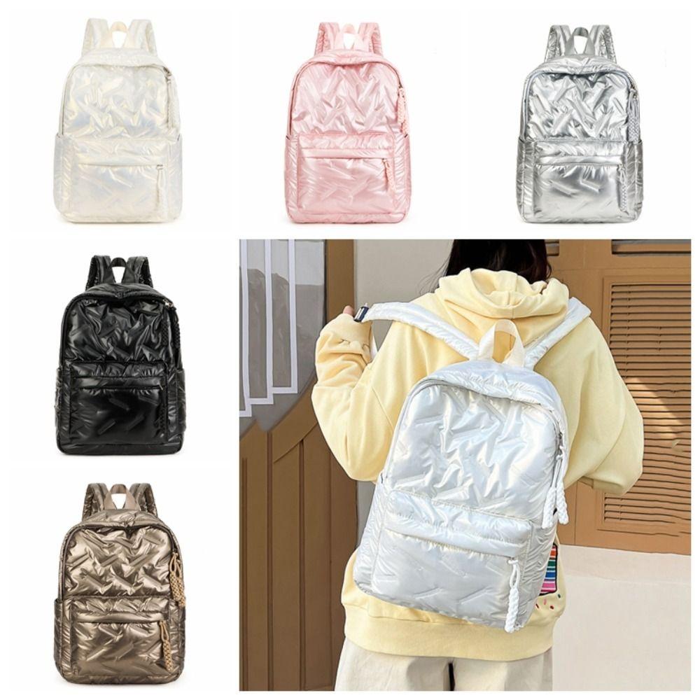 Nylon Bubble Shoulder Bag Solid Color Student Schoolbag All-match Space Cotton Backpack Lady/Girls