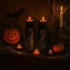 Bougeoir Halloween - SIROCO - Cercueil 18cm - 9 Bougies Parfumées - Céramique - Noir avec Squelettes