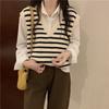 Pullover V-neck Striped Knitted Vest Women Spring and Autumn 2022 Casual Sleeveless Vest Sweater Female Top