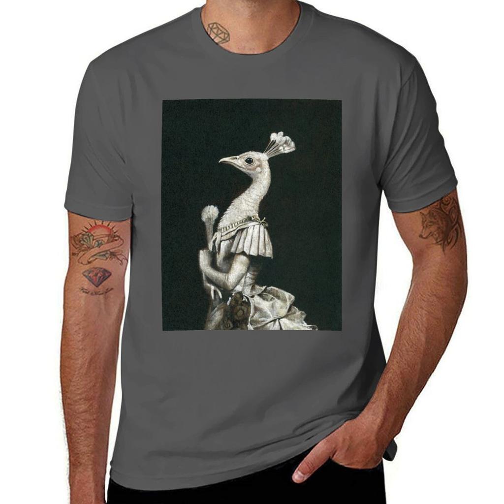 Victorian Peacock Lady Tshirt Christmas Casual Short Sleeve Top