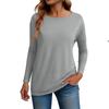Women's Fashion Loose Round Neck Long Sleeve Solid Color T-shirt Top