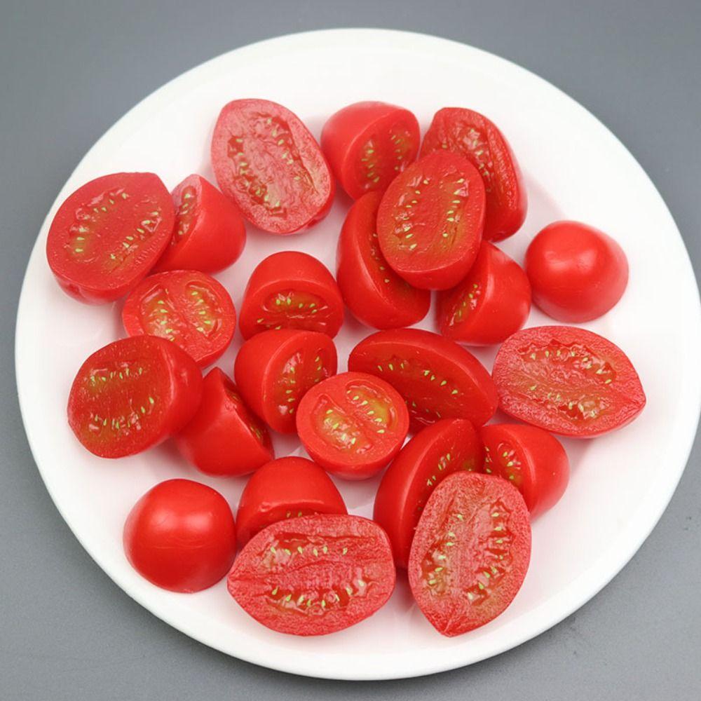4PCS Food Model Artificial Cherry Tomato Decorative Props Simulation Fruit Fake Tomato Home Decor