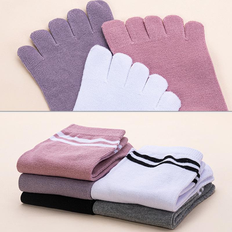 1/5 Pairs Toes Short Socks Woman Girl Cotton Striped Solid Breathable Soft Elastic Invisible Socks 5 Finger Socks Harajuku