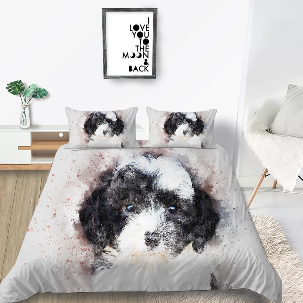 Новая мода в стиле животных, пододеяльник, 3D-принт с собаками, постельное белье, полиэстер, домашние комплекты кроватей для мальчиков и девочек, комплект постельного белья одного размера