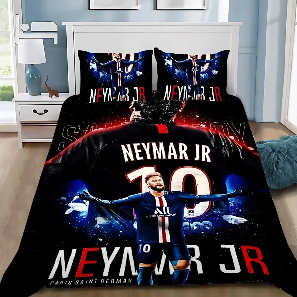 Football Star Duvet Cover Pillowcase Neymar Bedding Set Adult Boy Girl Bedroom Decoration Single Double Full King Size