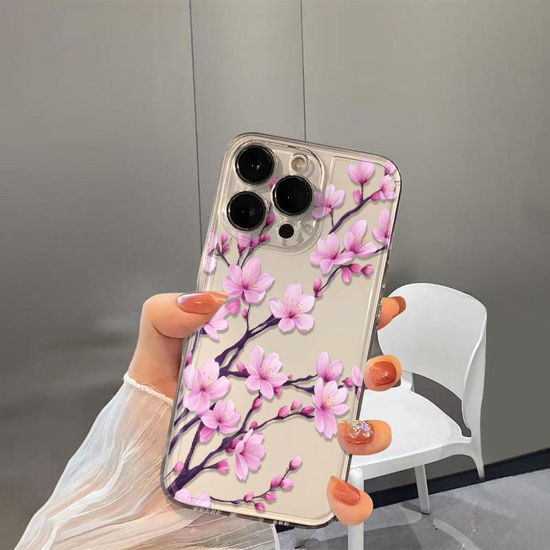 Цветы сливы на ветках Чехол для телефона Для iPhone 17 Air 16 Pro Max 15 14 Plus 13 12 11 17E 16E Ударопрочный Силиконовый Задний Чехол