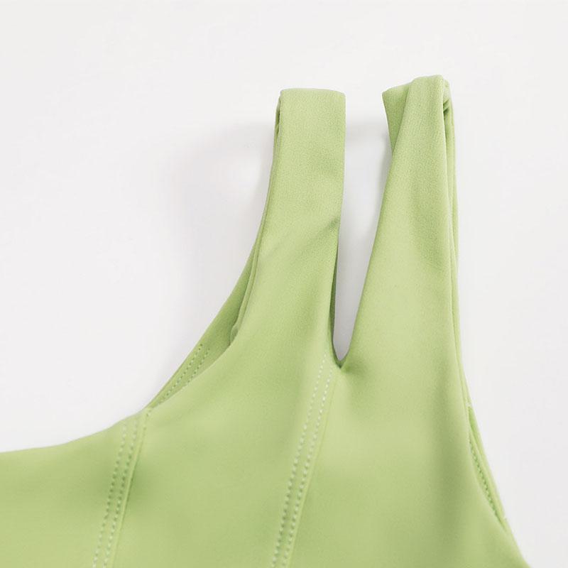 Цельный бюстгальтер для йоги телесного цвета на одно плечо, эластичное противоударное спортивное нижнее белье, женский жилет для бега и фитнеса