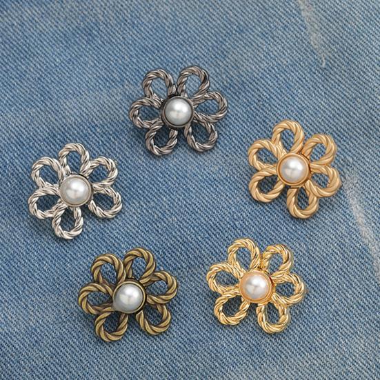 Pant Waist Tightener Flower Design Button Reusable Waist Adjuster No-Sewing Adjustable Waist Buckle for Loose Jeans Skirts