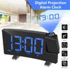 Projection Clocks FM Radio Curved-Screen Digital Alarm Clock LED Display with Dimmer USB Charging Bedrooms Clock Wall Home Decor