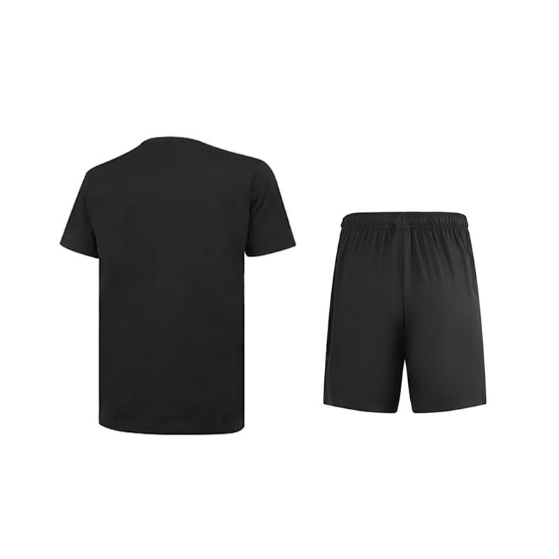 Li-Ning Однотонный пуловер с круглым вырезом, с коротким рукавом, быстросохнущий, удобный, универсальный, шорты, повседневный спортивный костюм, унисекс, костюм AHSUA49-2+YKSV115-1