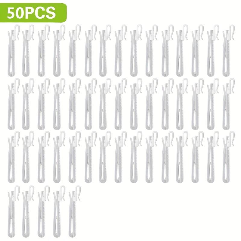 50pcs White Plastic Curtain Hooks, Adjustable Curtain Clip Hooks, Suitable for Curtains, Door Curtains, and Shower Curtains