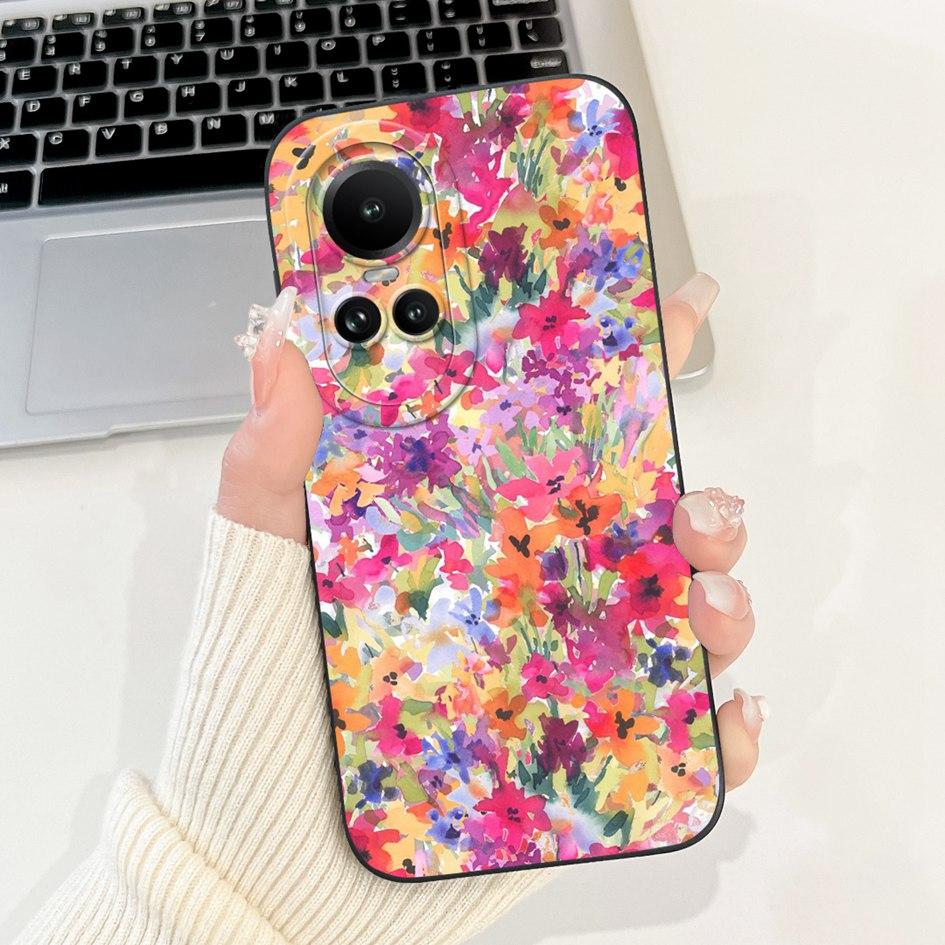 Чехол для OPPO Reno 10 CPH2531 Reno10 5G Чехол Модный Цветок Ромашки Защита Камеры Мягкий Чехол Для OPPO Reno 10 Pro CPH2525 Coque