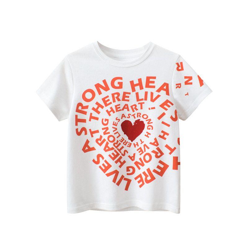 Children's European and American Style Unisex Short-Sleeve Clothing 2026 New Summer Sports Thin Pure Cotton Short-Sleeve T-Shirt Trendy