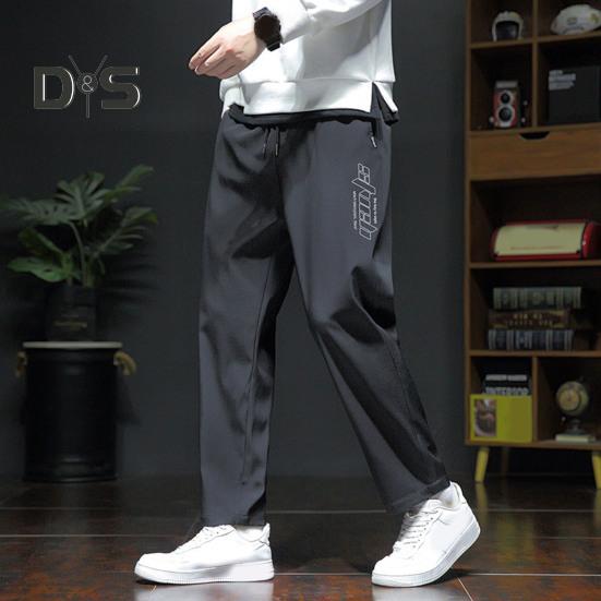 Мужские брюки весна-осень с боковыми карманами, эластичный пояс на шнурке, широкие тонкие брюки, однотонные свободные спортивные брюки в уличном стиле для повседневной работы