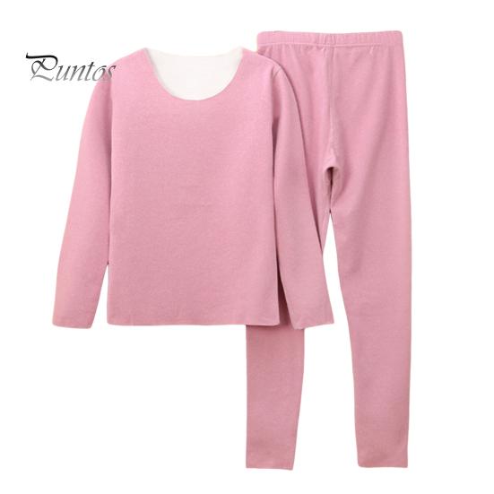 Комплект из 2 предметов, зимний женский термобелье, бесшовный, с круглым вырезом, с длинным рукавом, теплый, облегающий, высокоэластичный, для холодной погоды, пижамный комплект, домашняя одежда, одежда для сна
