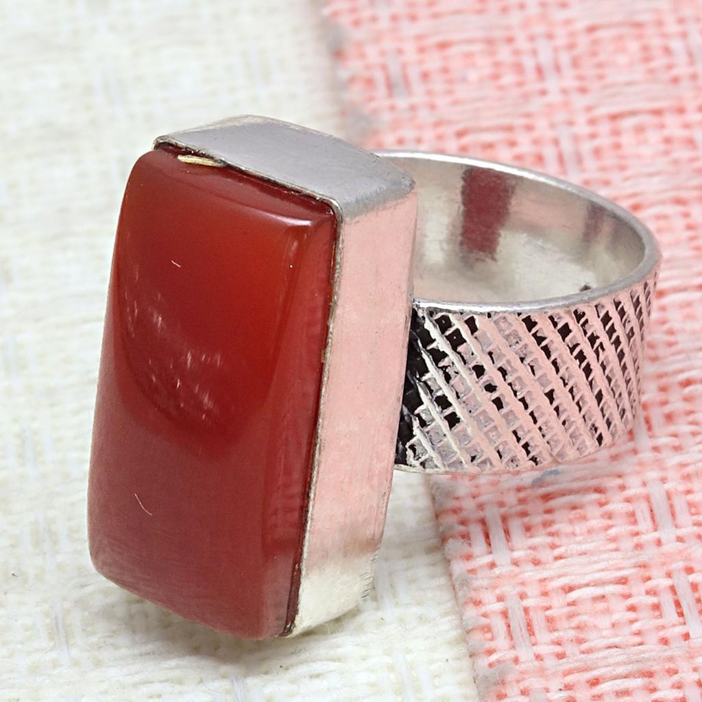 Red Carnelian Gemstone Handmade Silver Jewelry "7.5"